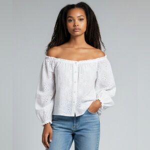 AE White Peasant Top Size M